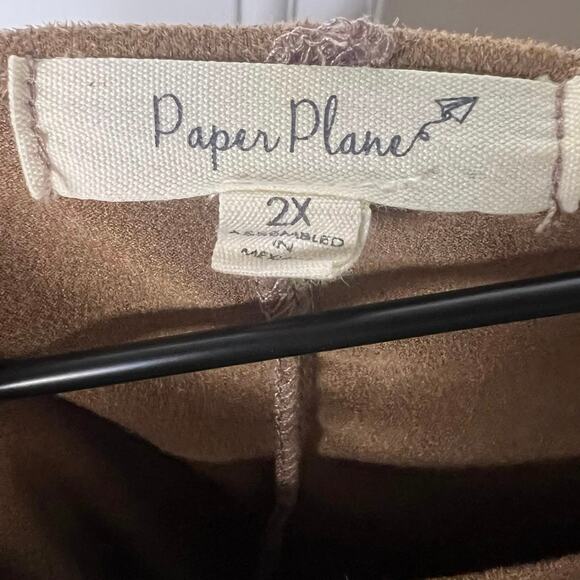 Paper Planes Faux Suede Relaxed Boxy Short Sleeve Shift Dress 2X Boho Lagen Gorp - Picture 6 of 7